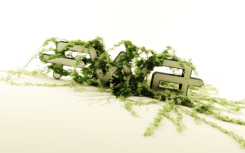 3D text with ivy vines
