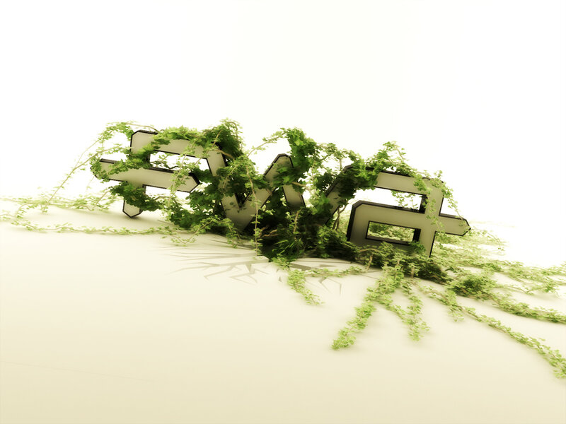 3D text with ivy vines