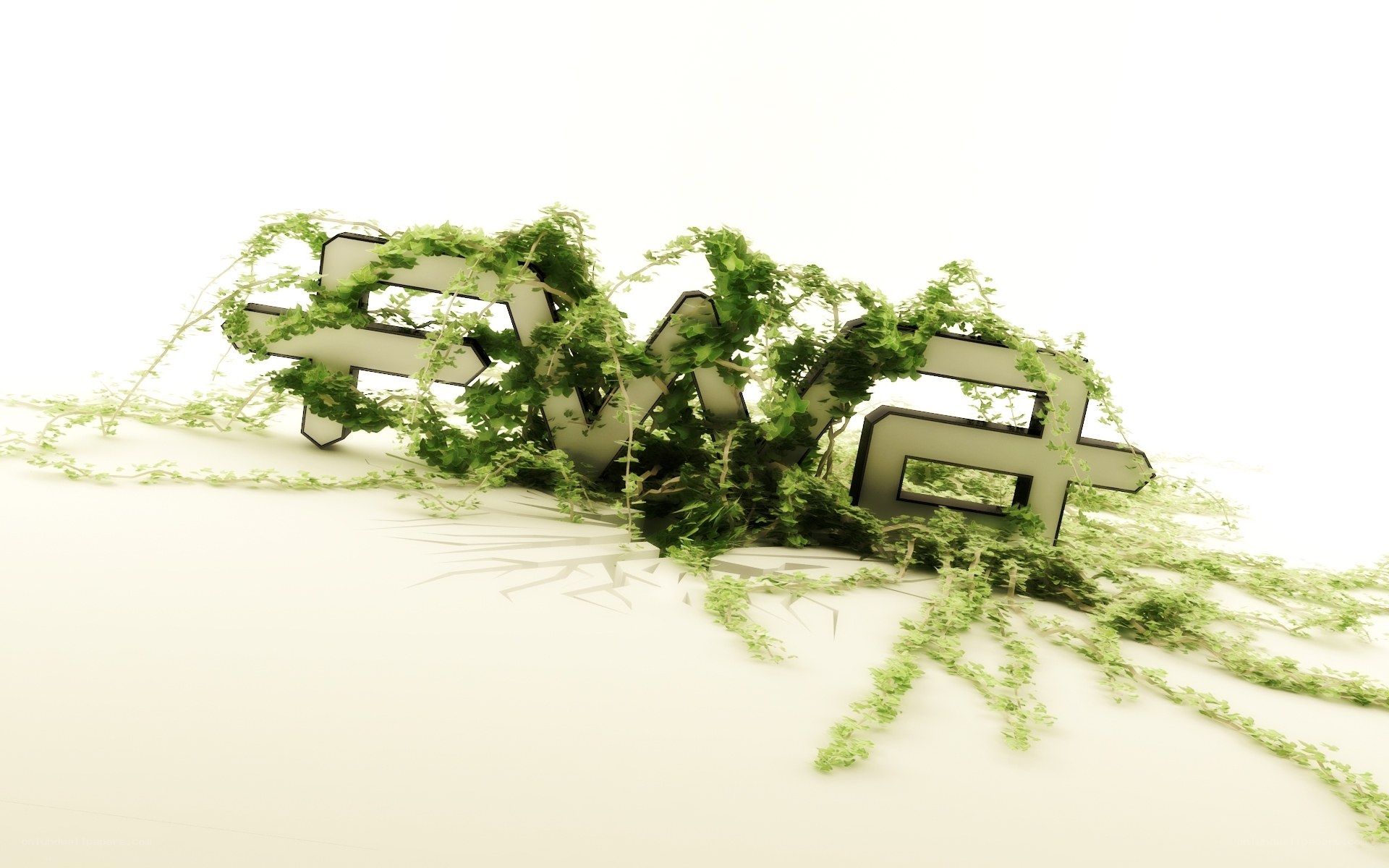 3D text with ivy vines