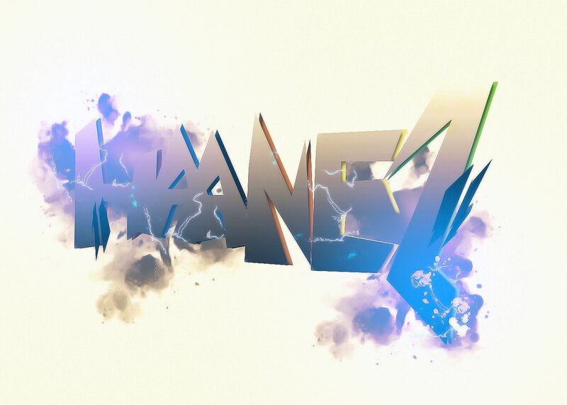 3D text with lightning and smoke