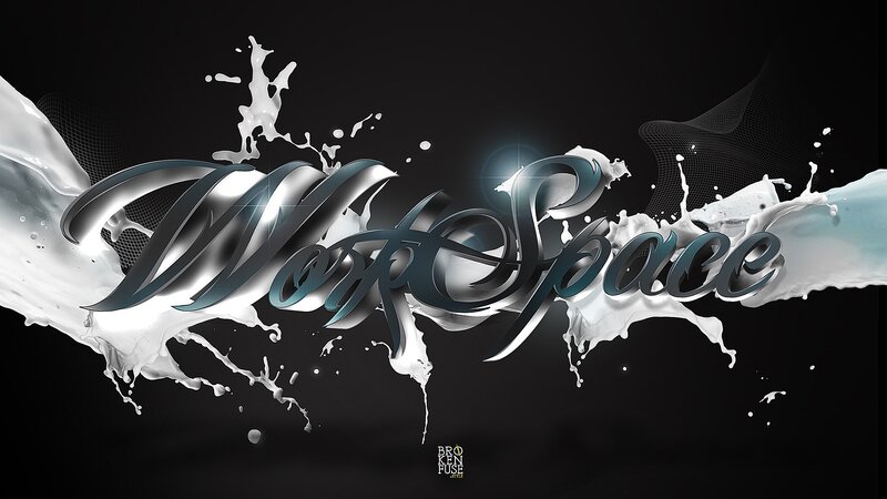 3D text with liquid splash