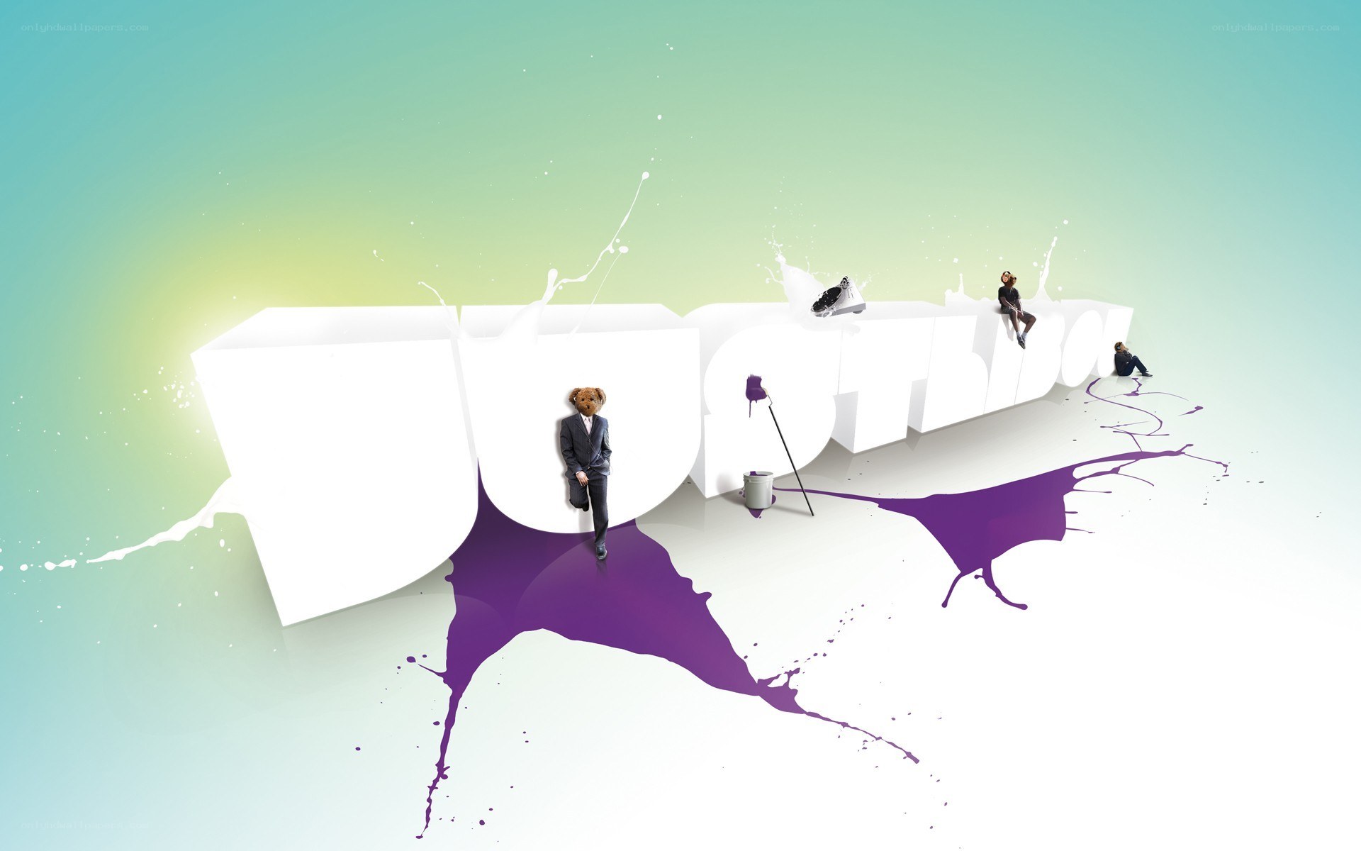 3D text with paint splatters