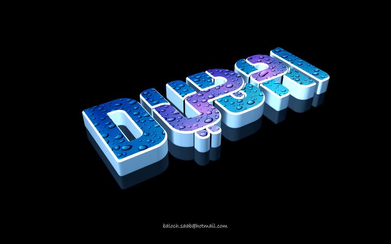 3D Text with Water Droplets