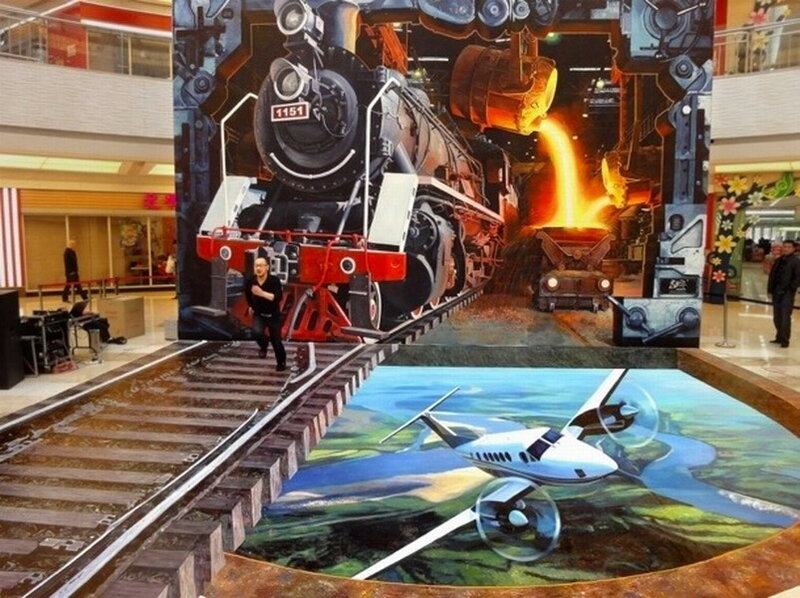 3D Train Mural