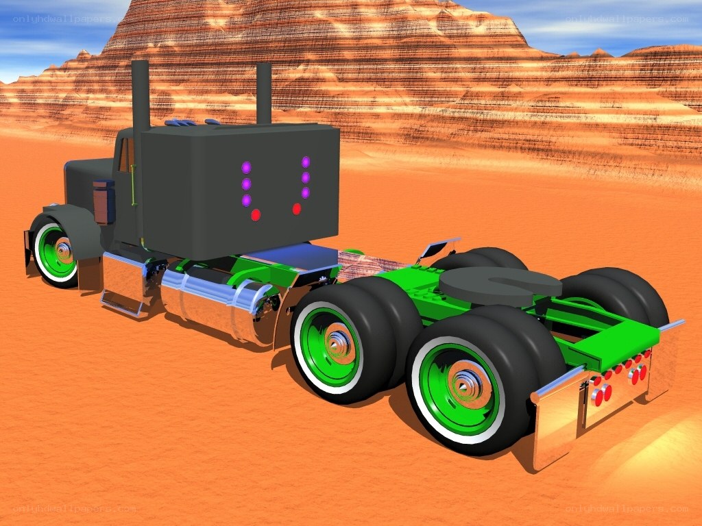 3D truck in desert landscape