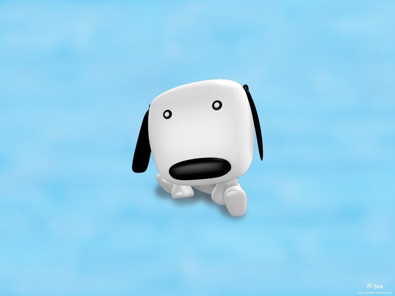 3D white dog character