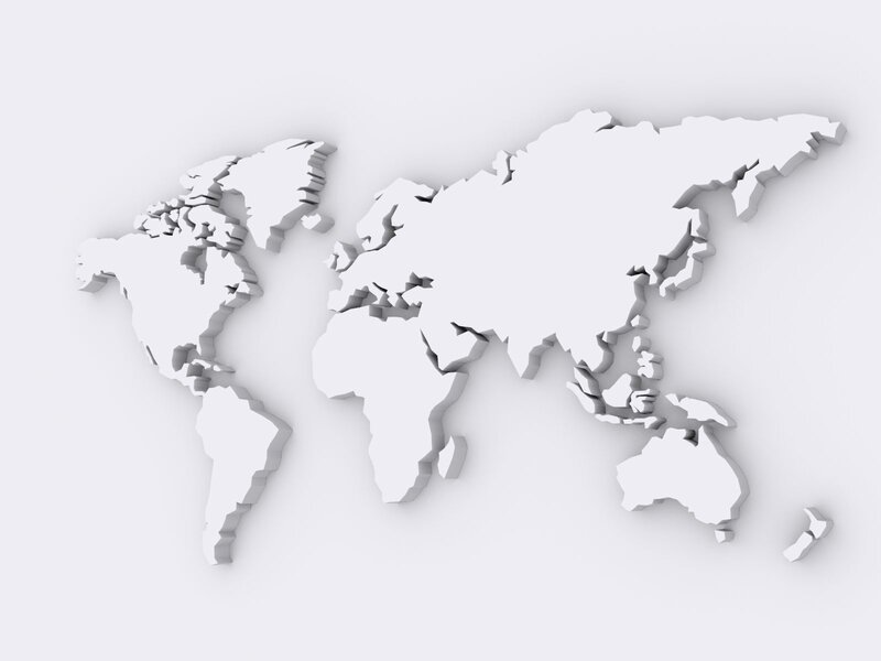 3D white world map