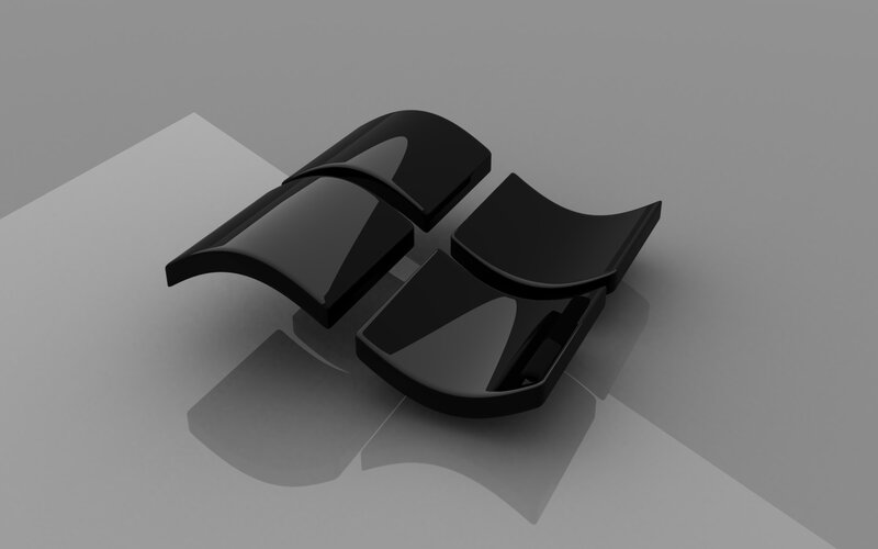 3D Windows logo on gray surface