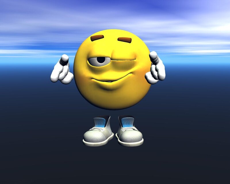 3D winking smiley face character