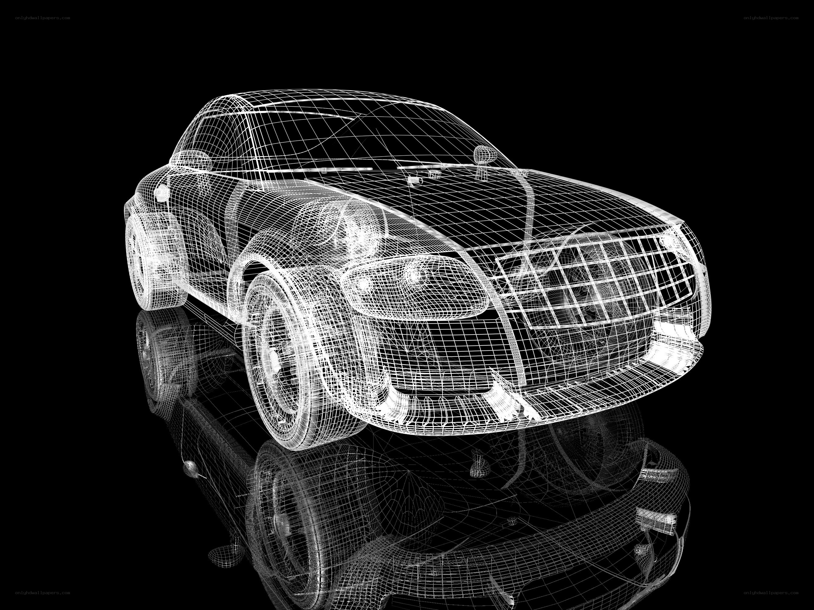 3D wireframe car model