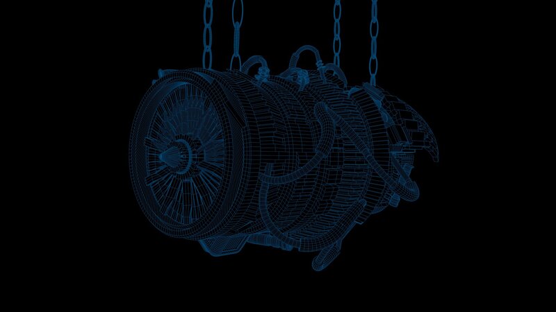 3D wireframe engine model