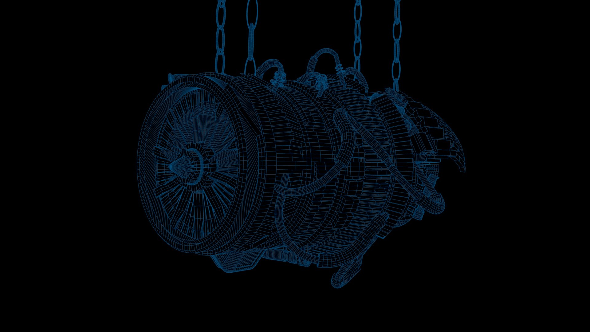 3D wireframe engine model