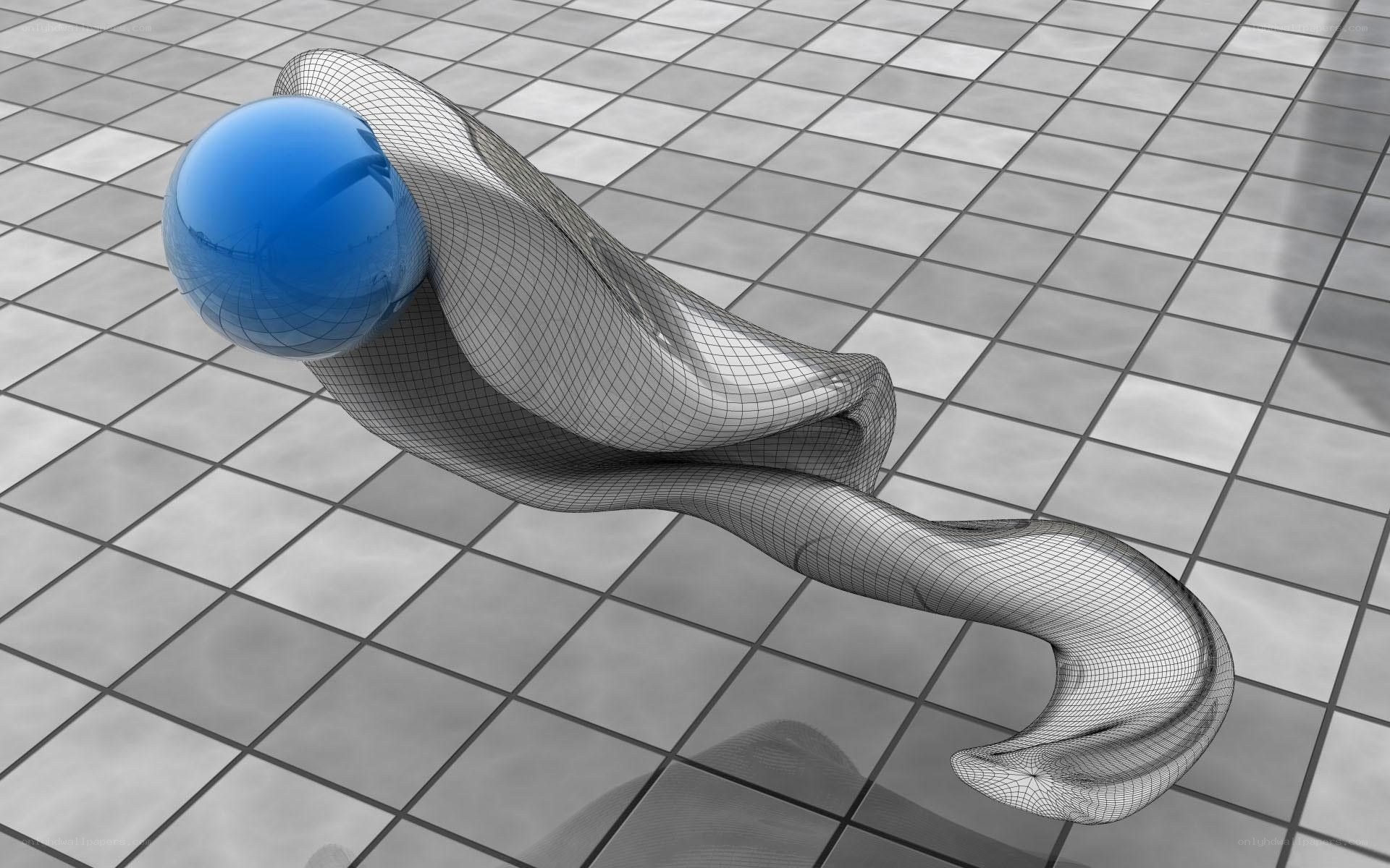 3D wireframe model of a blue sphere