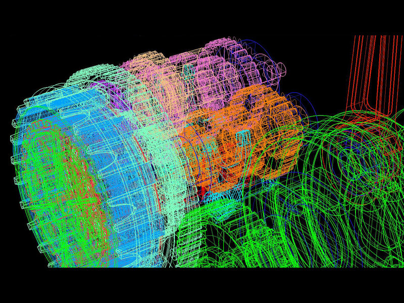 3D wireframe model of mechanical assembly