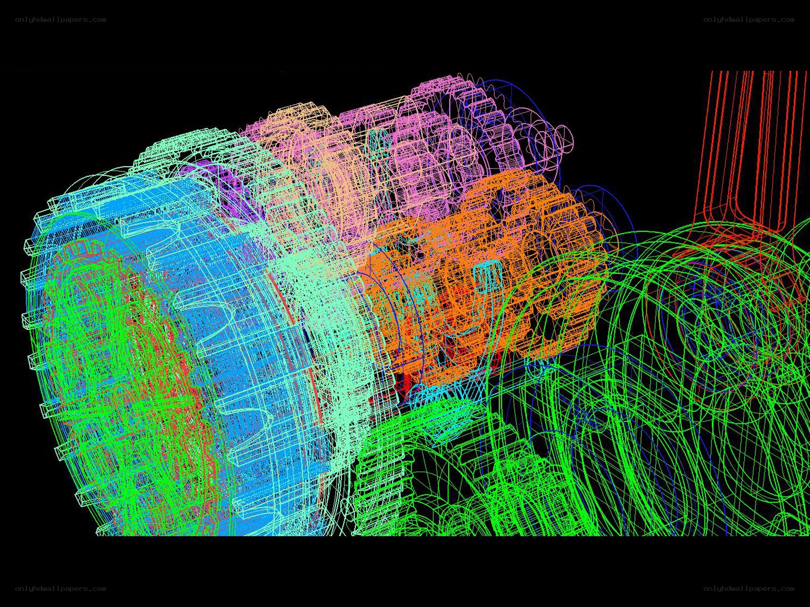 3D wireframe model of mechanical assembly