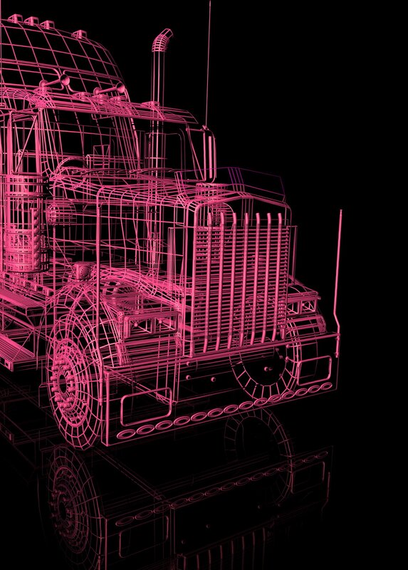 3D wireframe of a truck
