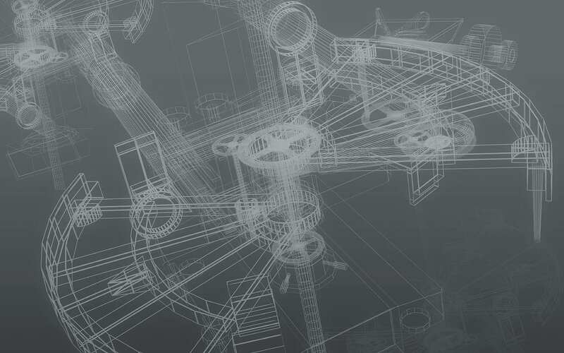 3D wireframe of mechanical assembly