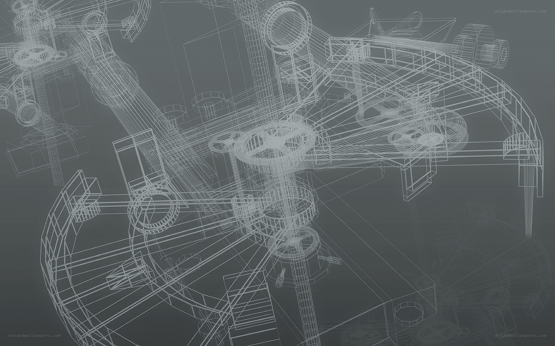3D wireframe of mechanical assembly