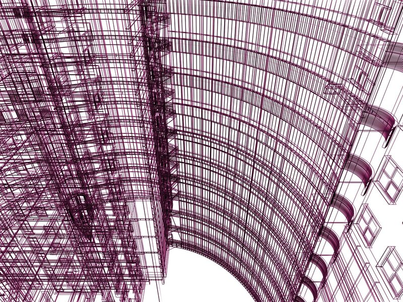 3D wireframe of modern architecture