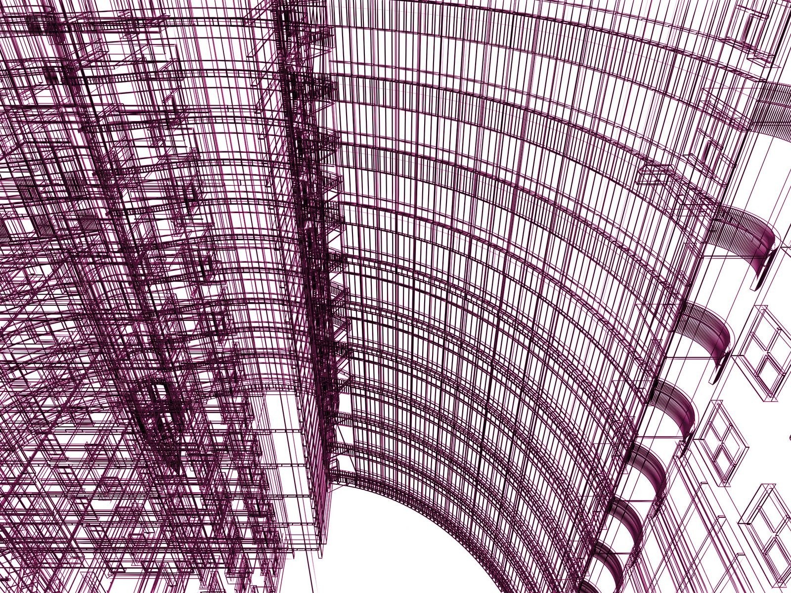 3D wireframe of modern architecture