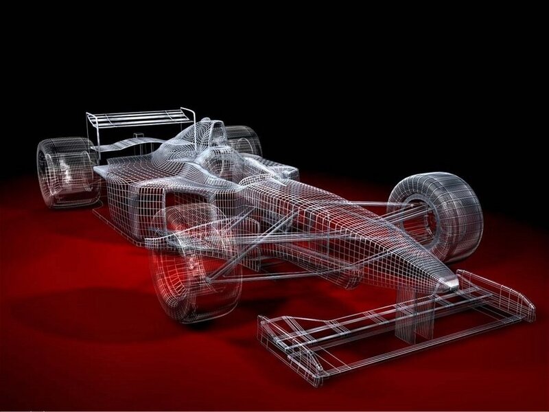 3D wireframe race car