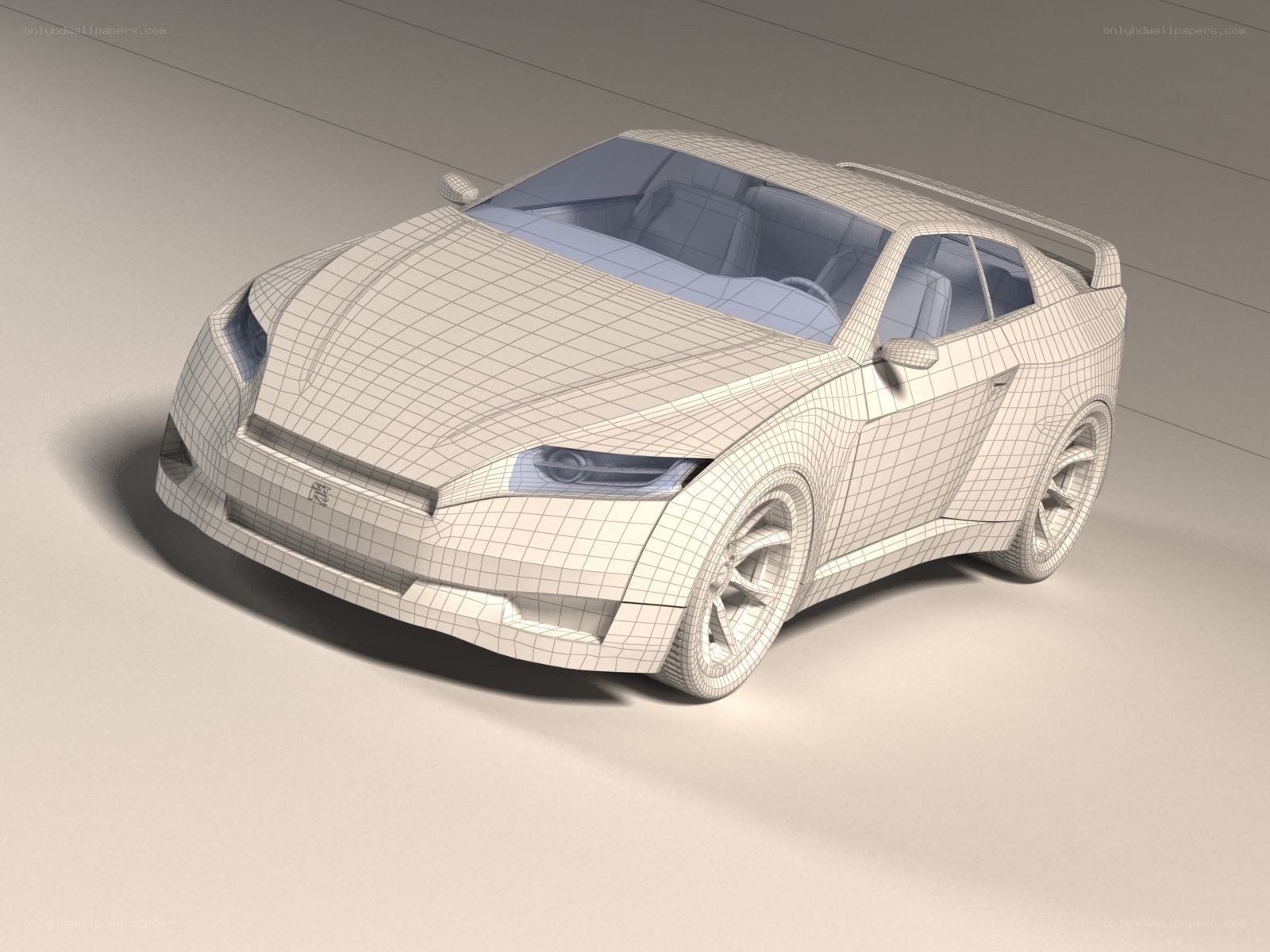 3D wireframe sports car model