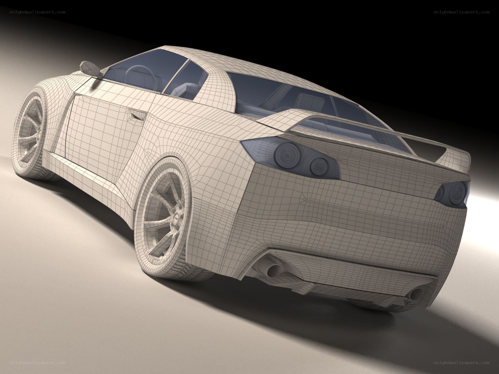 3D wireframe sports car model