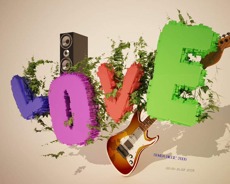 3D word art with music elements