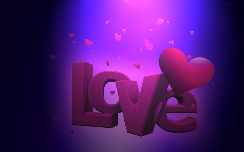 3D Word Love — Purple