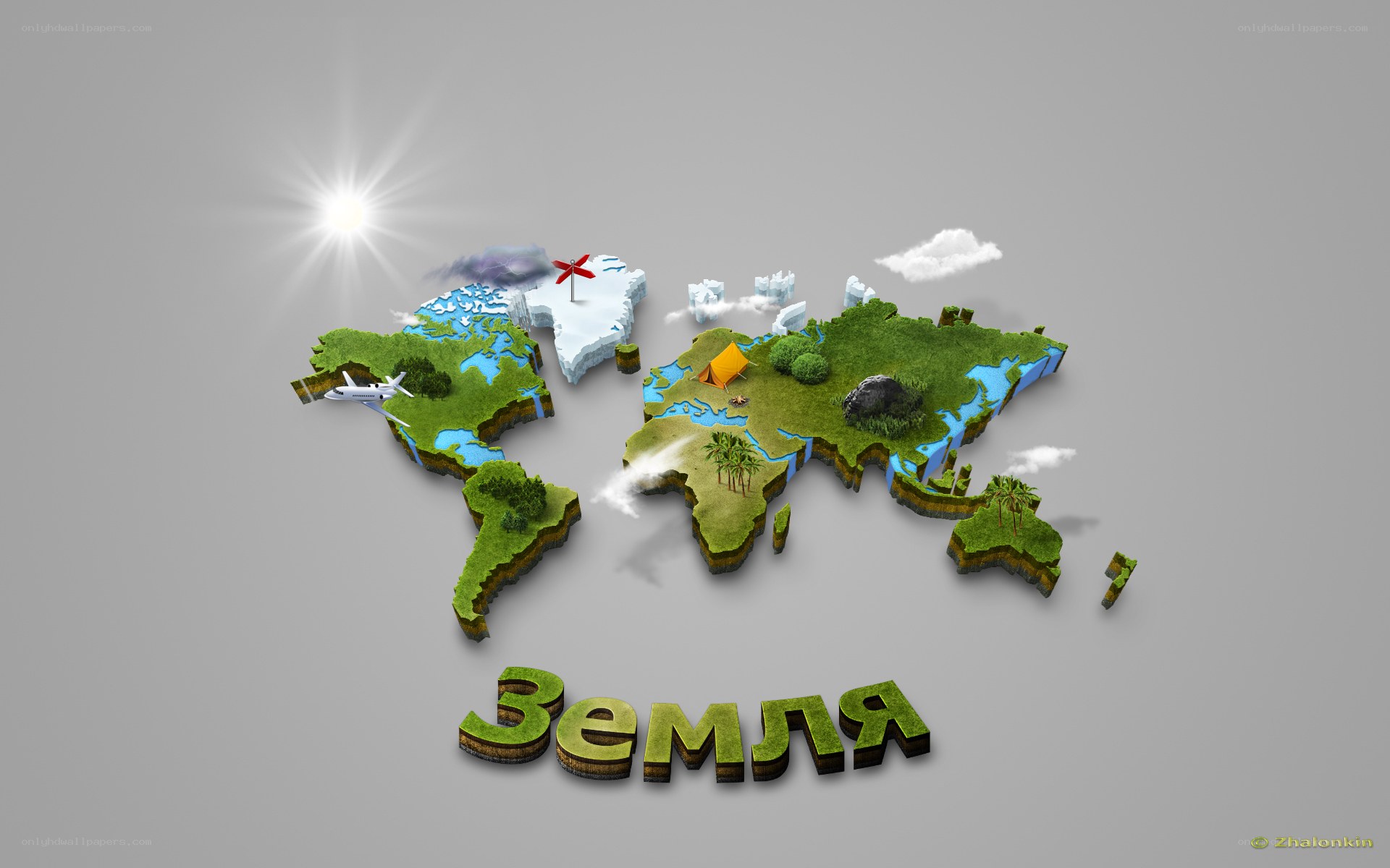 3D World Map with Travel Elements