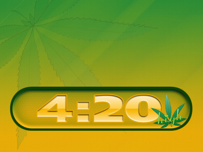 4:20 time with cannabis leaf