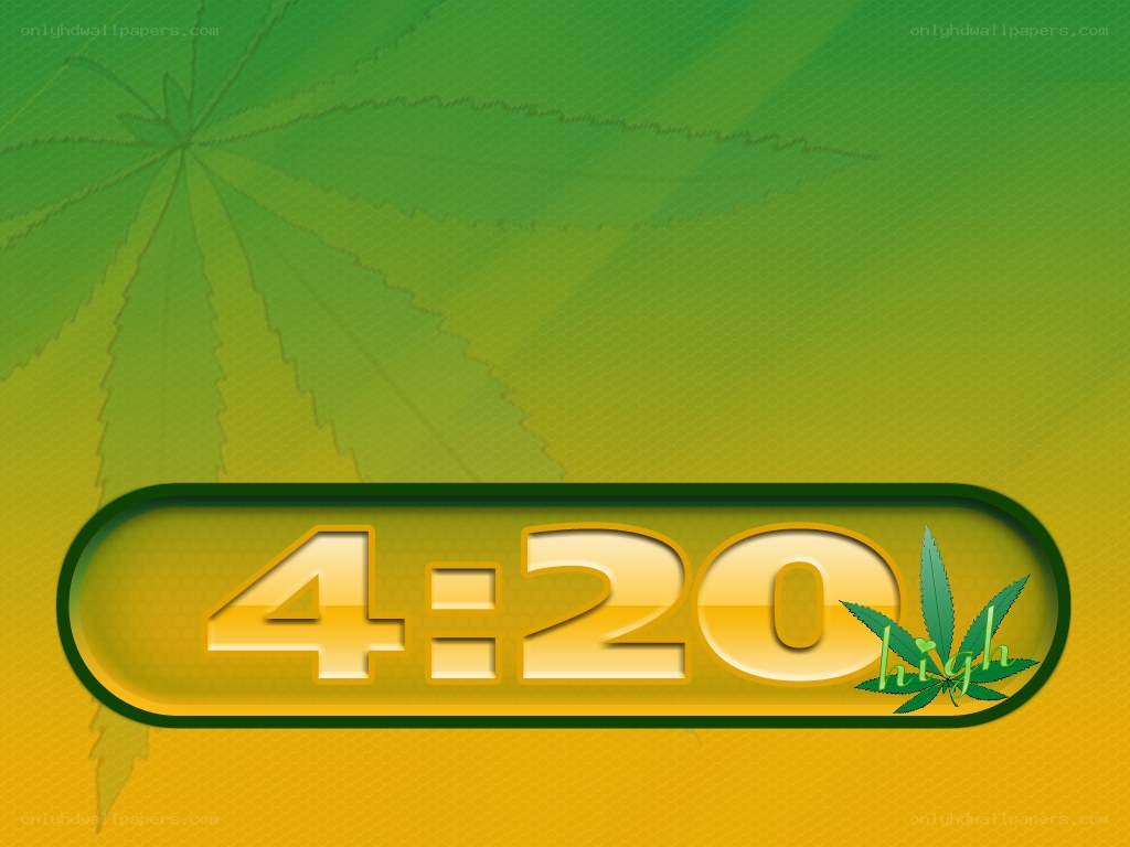 4:20 time with cannabis leaf
