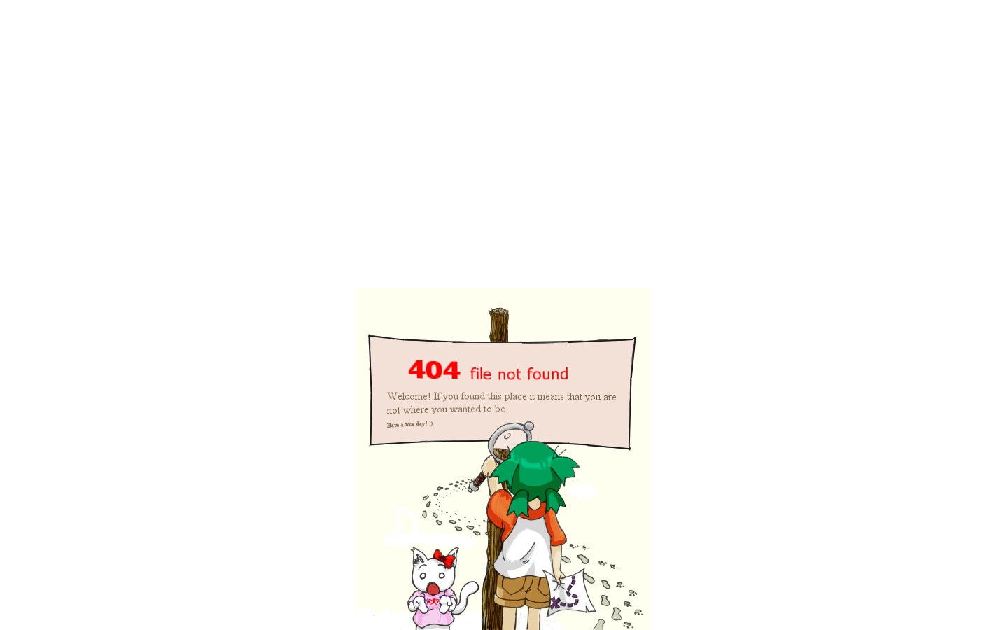 404 error page with cartoon characters