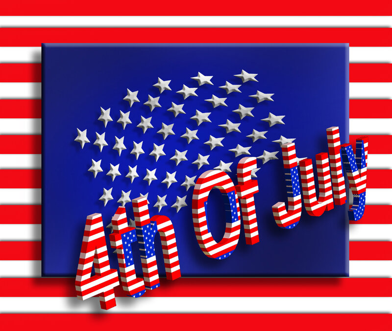 4th of July Text — Red