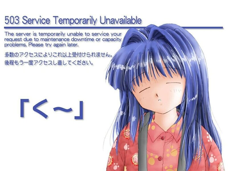 503 Error with Anime Character