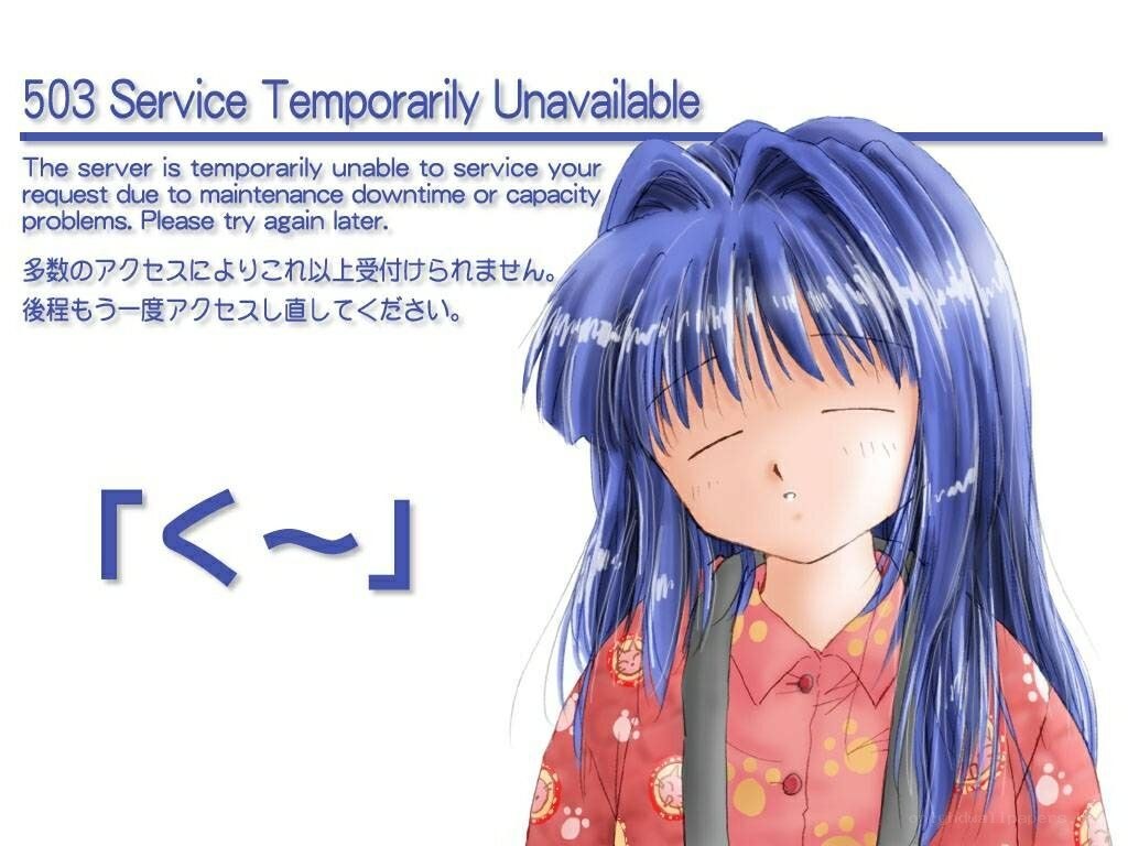 503 Error with Anime Character