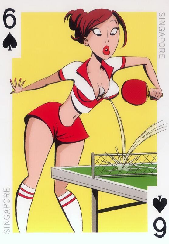 6 of Spades playing table tennis