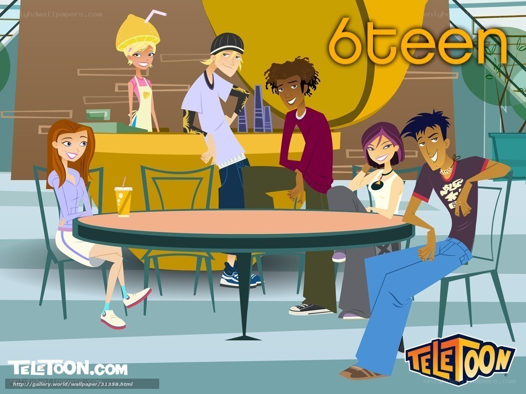 6teen cartoon characters at cafe