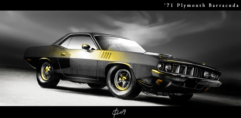 '71 Plymouth Barracuda sketch