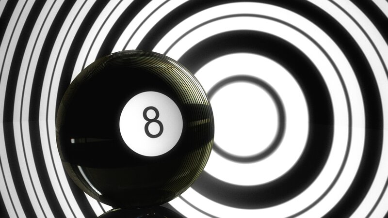 8 ball on hypnotic background