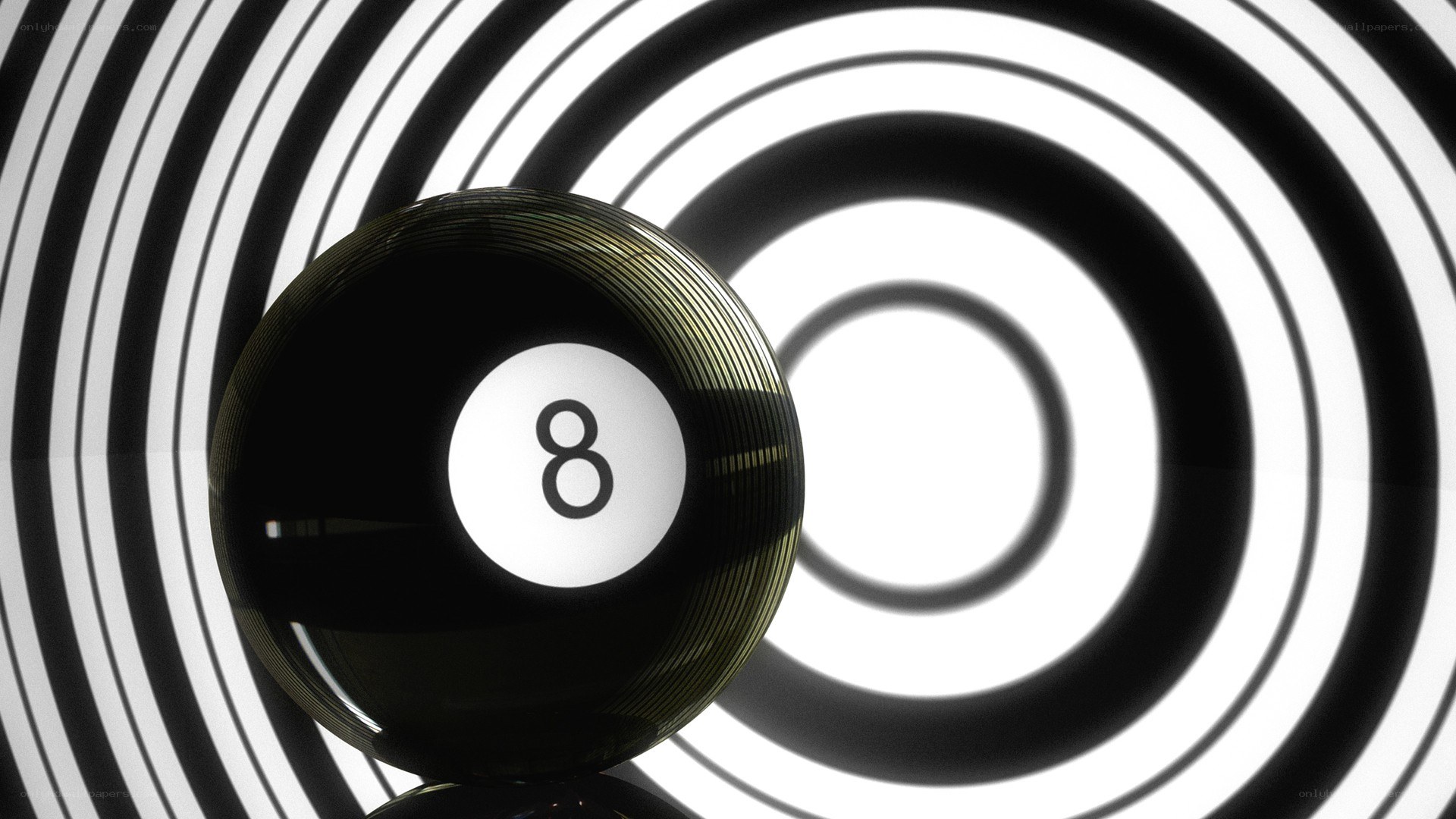 8 ball on hypnotic background