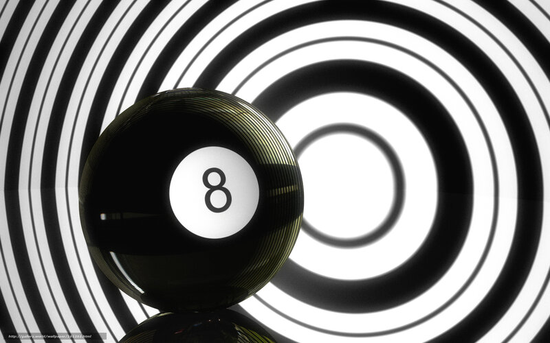 8 Ball on Spiral Background
