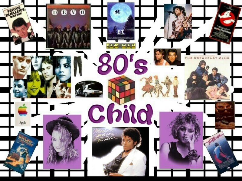 80s Pop Culture Collage — Purple