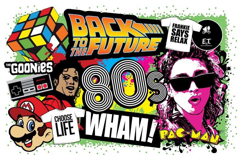 80s Pop Culture Collage — Yellow