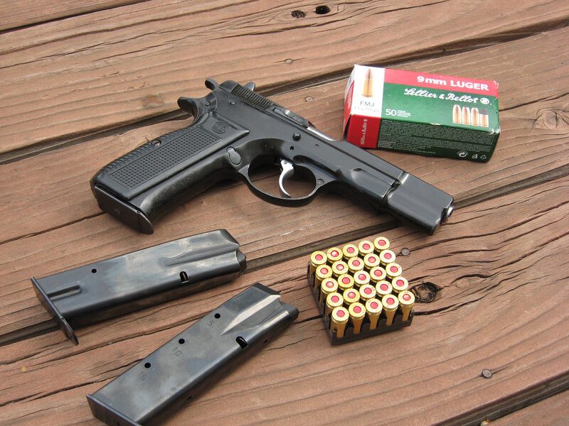 9mm Luger pistol and ammunition