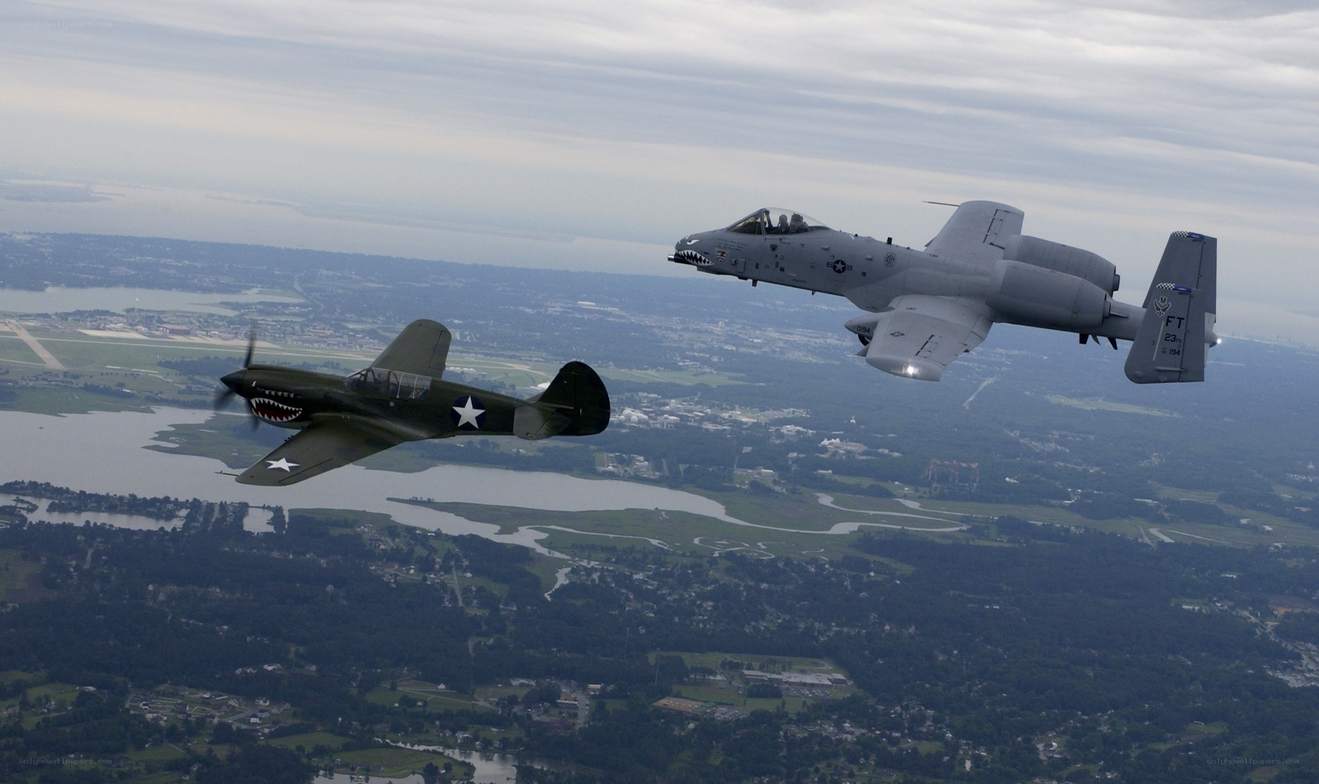 A-10 and P-40 in flight