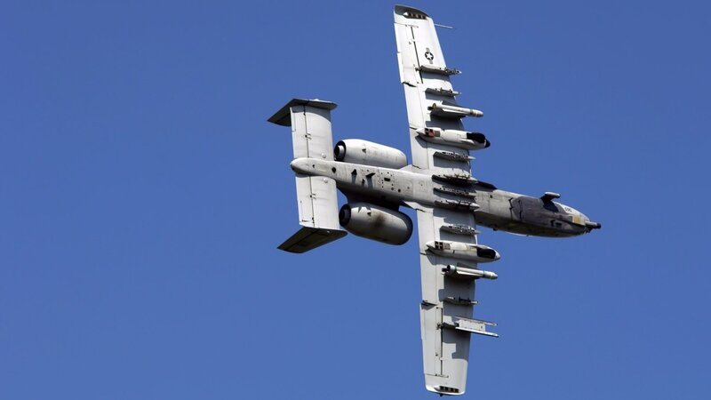 A-10 Thunderbolt II Aircraft — Blue, Clear, Afternoon, Photograph, Wings, Engines
