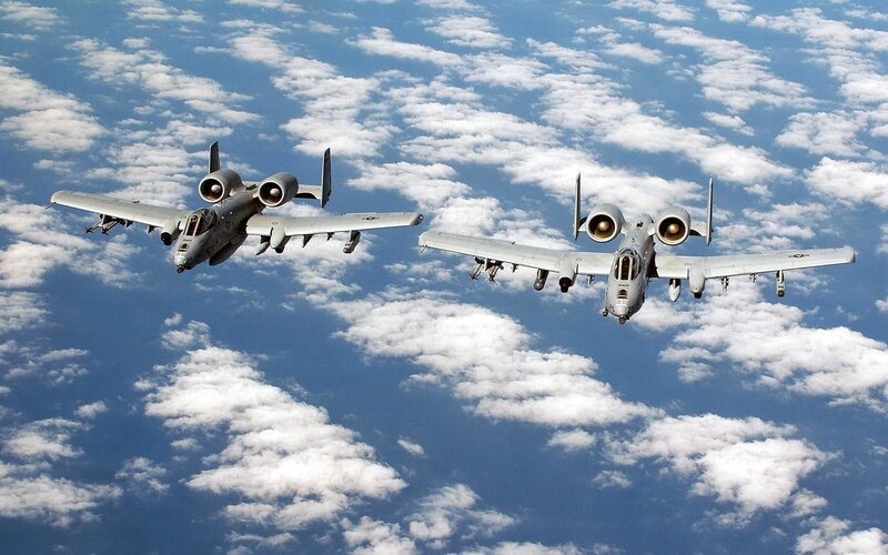 A-10 Thunderbolt II Aircraft — Blue, Dramatic, Afternoon, Photograph, Clouds