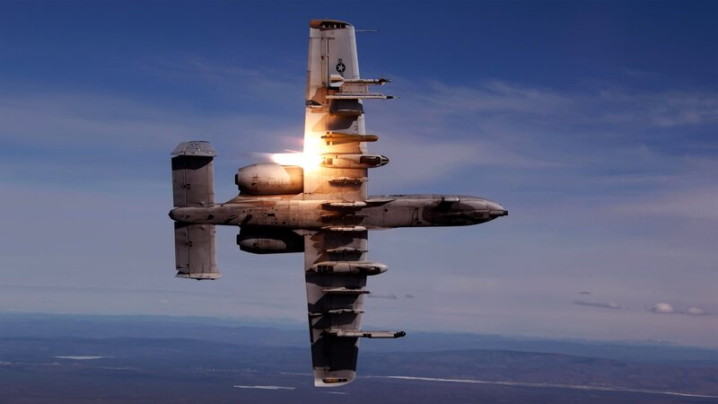 A-10 Thunderbolt II Aircraft — Blue, Dramatic, Afternoon