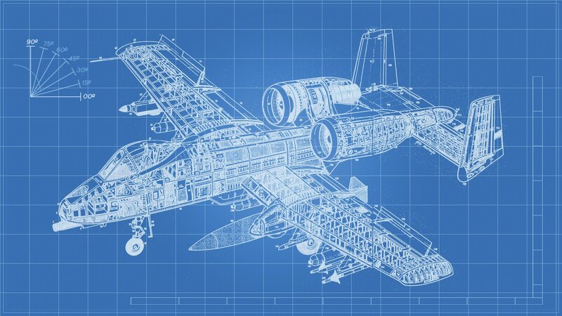 A-10 Thunderbolt II Aircraft — Blue, Technical